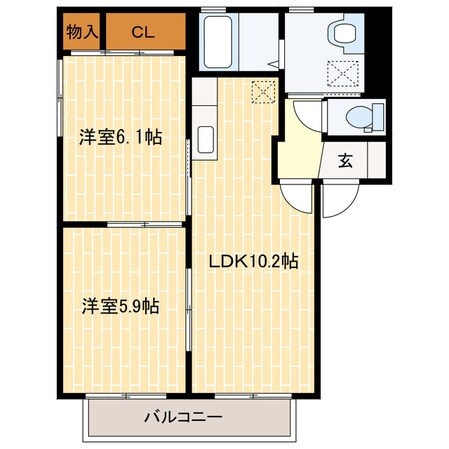 グリーン岡Ｄの物件間取画像